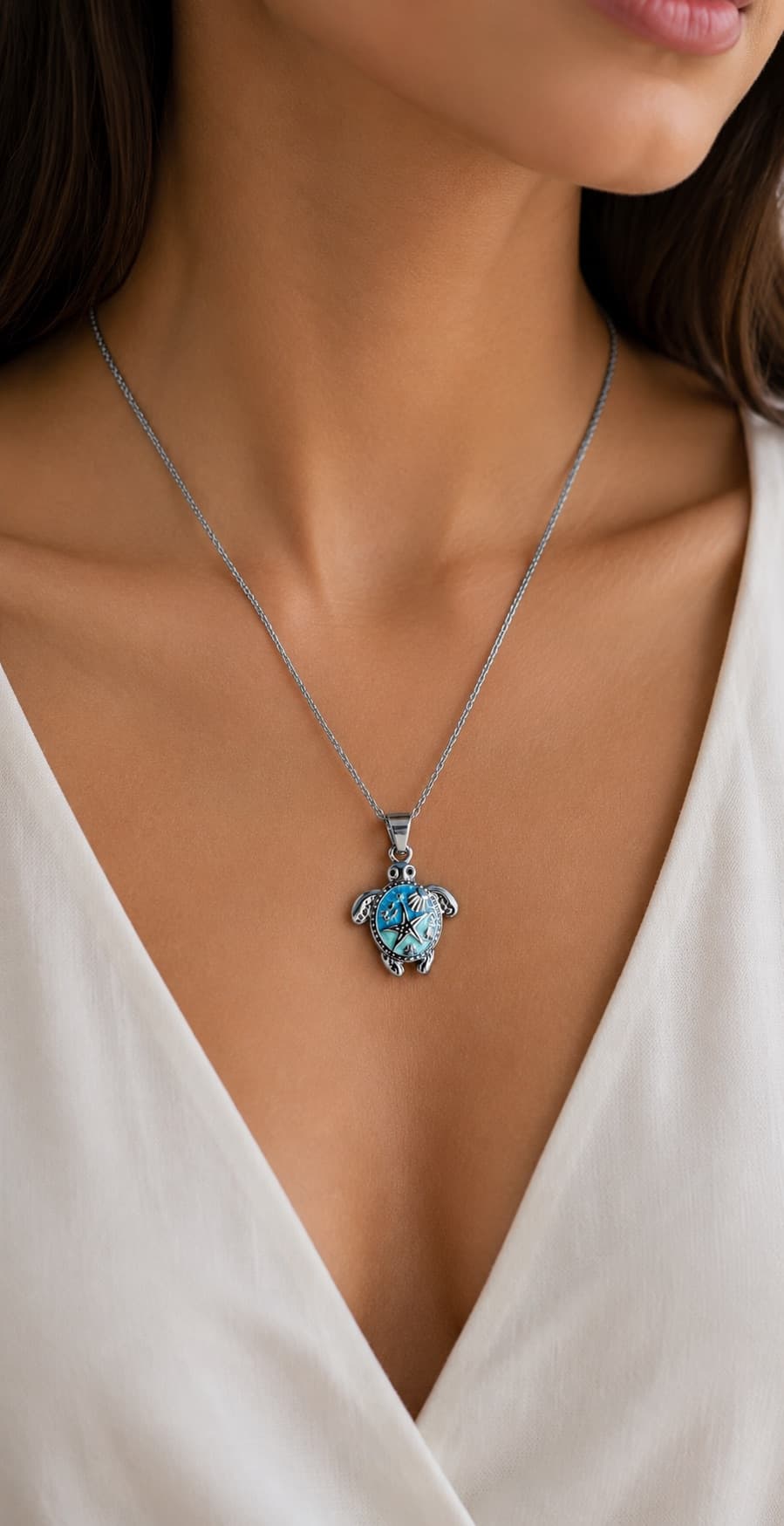 Kaia Blue Turtle Necklace