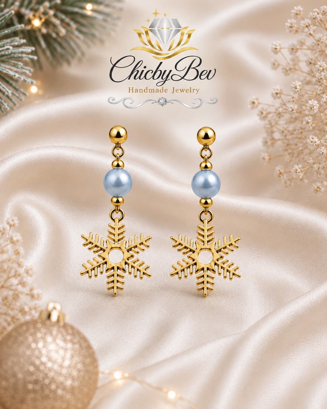 Winter Whisper Golden Snowflake Earrings