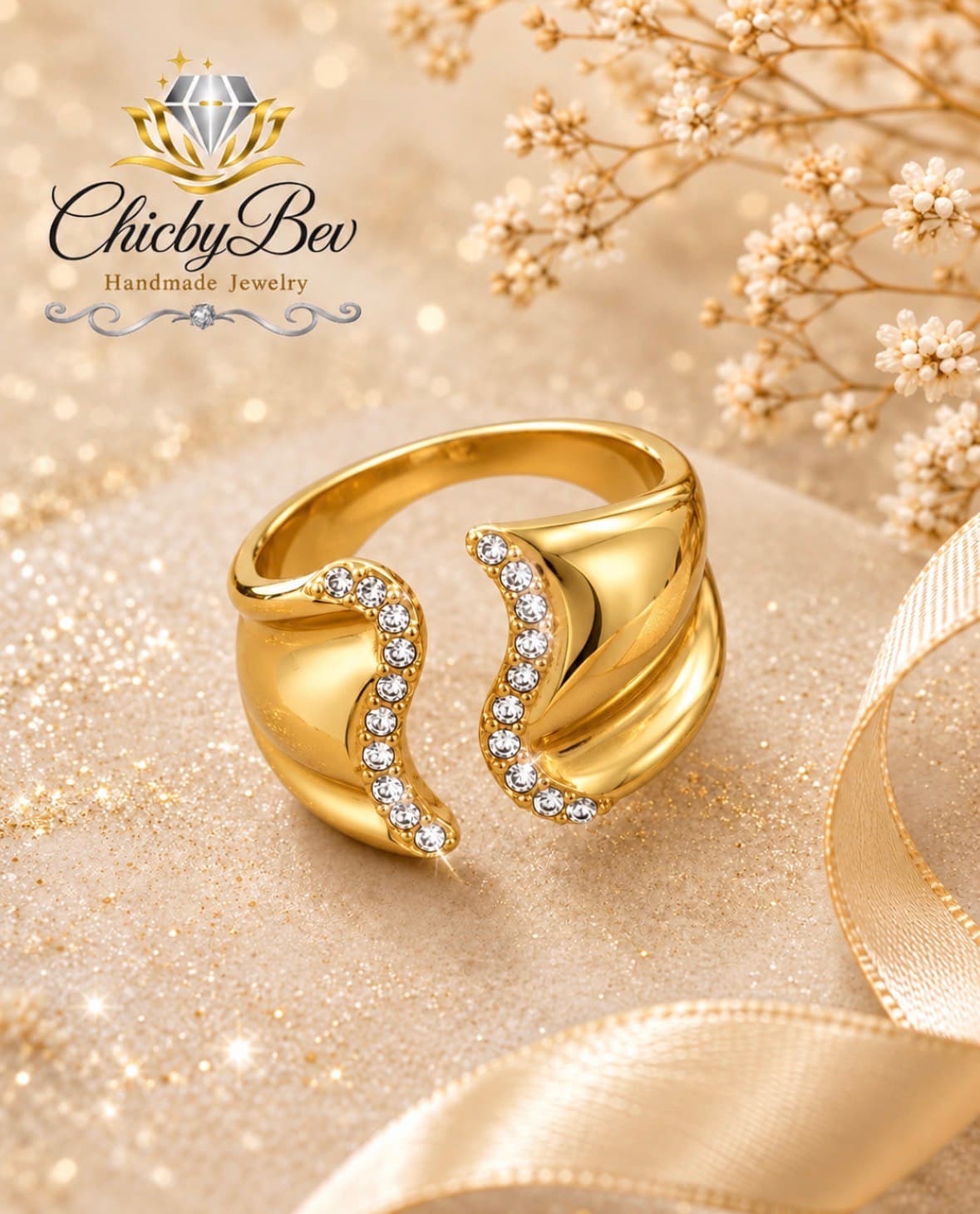 Seraphina Golden Spark Adjustable Ring