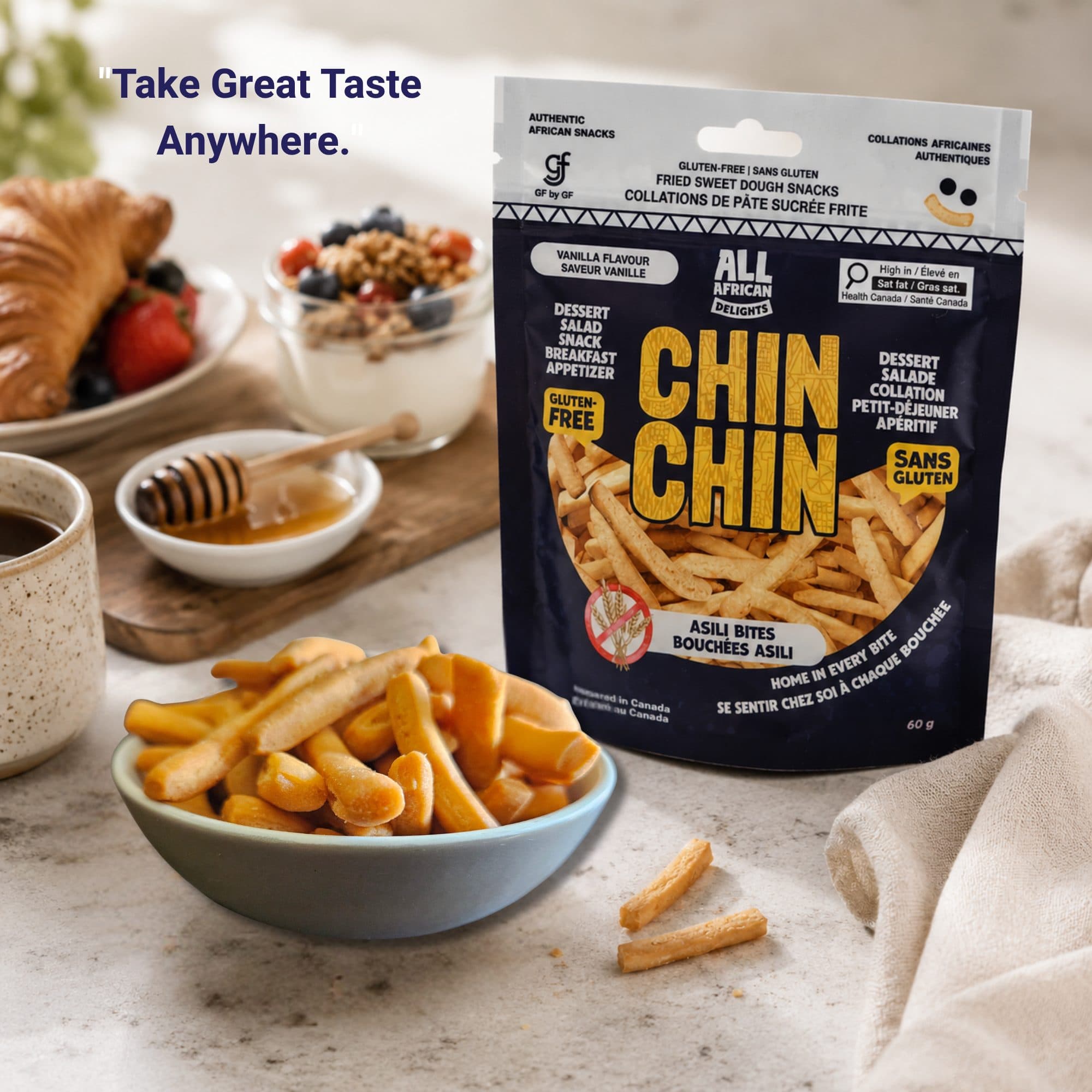 Chin Chin Sweet Fried Dough Sticks 60g - Gluten-Free Vanilla (Asili)